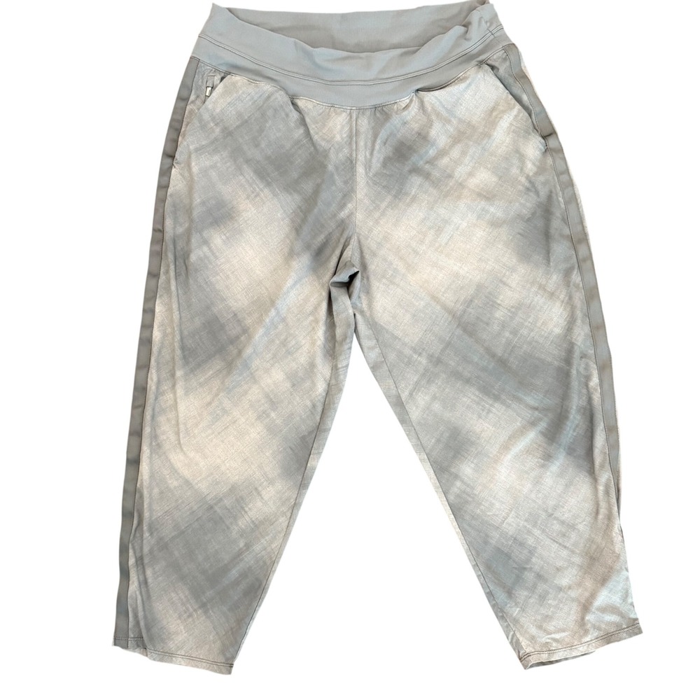 Athleta Nolita‎ Slim Tapered Printed Crop Pant Plus Size 18 Sage Grey Crosshatch